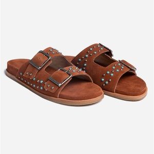Johnny Was Studded Double Buckle Sandals in Brown Size 9